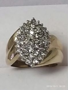 Brand New 10k Solid Gold Sparkling Diamond Ring,Size 6.5,6.4 Grams,Collector Classic Cluster Ring With Vs Clarity, Classic Marquise Cluster Ring Stamped 14k, Gold Collectible Cluster Ring, Sparkling Diamond Ring, Diamond Accent Ring, Sparkling Diamond, Black Onyx Ring, Gold Branding, Diamond Flower