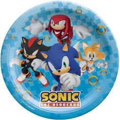 a paper plate with sonic the hedgehog characters on it