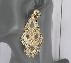 Excited to share this item from my #etsy shop: Gold clip on earrings chandelier lightweight dangle clips filigree pendants metal 3 1/8" long wiggly flowy clips non-pierced earrings Cable Scarf, Earrings Chandelier, Bold Earrings, Filigree Pendant, Fall Scarves, Gold Clips, Cape May, Chandelier Earrings, Teardrop Earrings