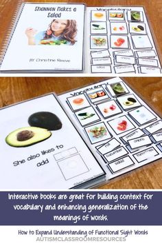 an interactive book with pictures and words to help students learn how to read the word