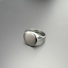 Clean, smooth band with a circular face in a polished finish Stainless Steel  Ring, 10mm This item can be custom engraved. Signet Ring For Men, Silver Pinky Ring, Custom Signet Ring, Mens Pinky Ring, Face Polish, Signet Ring Men, Silver Signet Ring, Mens Rings, Name Initials