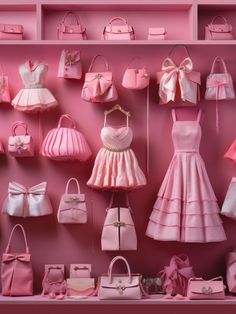 Barbie's Fashion Closet Photography Backdrop - Photography backdrop featuring an array of pink dresses Luxury Barbie Party, Barbie Dress Up Ideas, Barbie Theme Photo Shoot, Pink Wall Ideas, Vintage Barbie Aesthetic, Barbie Themed Room, Lottery Manifestation, Closet Photography, Photoshoots Birthday