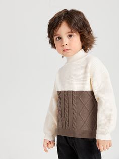 Multicolor Casual  Long Sleeve Viscose Colorblock Pullovers Embellished Slight Stretch Fall/Winter Toddler Boys Clothing Boys Knit Sweater, Boy Knitting Sweater, Boys Pullover Sweater, Kids Sweater Boys, Toddler Boy Sweater, High Neck Sweatshirt, Tekken 7, Cable Knit Jumper