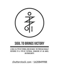 the sigil to brings victory logo is shown in black and white, with an inverted symbol