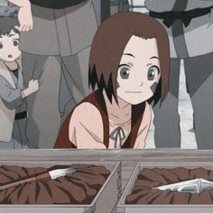 an anime scene with two people standing in the background