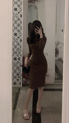 Collage Outfits, Body Con Dress Outfit, Mirror Shot, Outfit Korean Style, Ootd Dress, Style Korea, Korean Fashion Women, Korean Dress, Modest Fashion Outfits