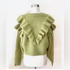 New Lost+Wander S/M Versace In Mind Sage Sweater Nwt Moss Sweater, Sage Sweater, Mustard Sweater, Crochet Halter Tops, Knit Wrap, Retro Stripes, Levi Jeans 501, Chunky Knits Sweater, Distressed Black Jeans