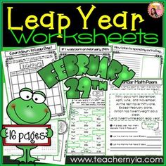 leap year worksheets with green frog