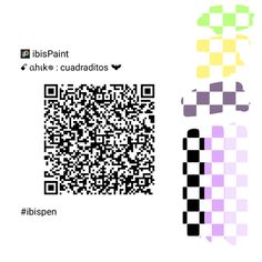 the qr code is displayed in front of a white background with black and yellow squares