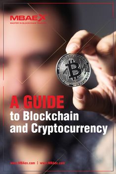 a man holding a bitcoin in his hand with the title, a guide to blockchain and crypt