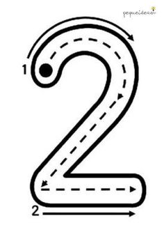 the number two is shown with an arrow pointing up to it's left side