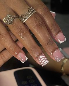 Overlay Nails, White Acrylic Nails, French Tip Acrylic Nails, School Nails