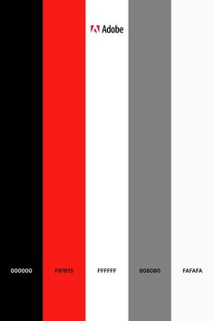 the color scheme for adobe's logo is red, white, and grey with black letters