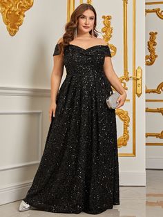 Plus Size Off Shoulder Sequin A Line Dress – Faeriesty Plus Size Black Tie Event Dresses, Blue Plus Size Dresses, Plus Size Lace Dress, Plus Size Maternity Dresses, Maternity Evening Dress, Maternity Bridesmaid Dresses, Sequin Formal Dress, Tulle Bridesmaid Dress, Bridesmaid Dresses Plus Size