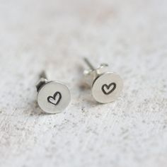 Cute Silver Heart Earrings As A Gift, Sterling Silver Round Heart Earrings, Sterling Silver Hypoallergenic Heart Earrings, Minimalist Sterling Silver Round Heart Earrings, Dainty Round Heart Earrings For Everyday, Cute Silver Heart Earrings In Sterling Silver, Tiny Cute Sterling Silver Earrings, Cute Silver Sterling Heart Earrings, Cute Tiny Sterling Silver Earrings