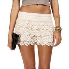 *free ship* lace Crochet sh.. Fitted Crochet Cotton Shorts, Crochet Lace Cotton Bottoms For Summer, Fitted Cotton Crochet Shorts, Summer Cotton Crochet Lace Bottoms, Summer Cotton Bottoms With Crochet Lace, Fitted Beige Bottoms With Crochet Trim, Fitted Lace Shorts For Summer, Fitted Lace Shorts For Vacation, Short Crochet Lace Summer Bottoms