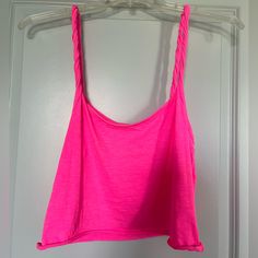 Never Worn, Too Big On Me! Perfect Condition And Super Cute. Casual Pink Crop Top For Beach Season, Hot Pink Tank Top, Hot Pink Tank, Pink Tank, Pink Tank Top, Hot Pink, Super Cute, Tank Top, Womens Tops