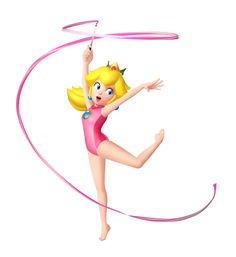 a cartoon girl is playing with a hula hoop while wearing a pink swimsuit