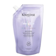 Bain lumière is the daily shampoo to adopt to deeply hydrate the hair fiber without weighing down the hair. It gently removes impurities, polluants and styling products accumulated on the scalp, leaving invigorated and luminous hair. Eco-refills consume 82% less plastic than two 8.5oz bottles of Kérastase's Bains. The aluminum bottle is made from 100% recycled mater FEATURES Illuminating shampoo Intensely hydrates hair fiber Removes impurities For lightened or highlighted hair HOW TO USE Apply to wet hair Massage Rinse thoroughly INSTANT RESULTS* Immediate anti-brass action : 8x more luminous hair Immediate fiber care : 11x more fortified hair * Information source : [www.kerastase.ca] Cnd Colours, Colour Touch Wella, Brazilian Bond Builder, Velcro Rollers, Wella Color Charm, Joico Color, Hot Rollers Hair, Highlighted Hair, Refill Pouch