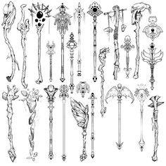 Staff Drawing Reference, Magic Staff Wizards, Magic Staff Ideas, Magic Wand Drawing, Magical Reference, Tatoo Crown, Staff Drawing, Staff Tattoo, Staff Ideas