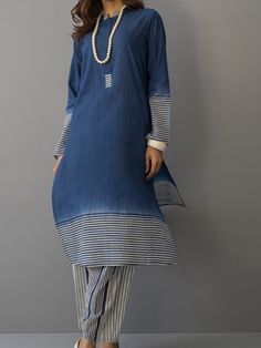 Winter Kurta Designs For Women Latest, Casual Printed Tunic Kurta, Winter Cotton Kurta With Printed Motifs, Festive Tunic Kurta With Printed Motifs, Casual Tunic Kurta With Printed Motifs, Designer Kurti Patterns, Long Kurti Designs, Simple Fall Outfits