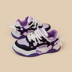 **These shoes are a LIMITED EDITION. Once sold out, they will NOT be restocked!** Features: Our Purple Power Gamer Bunny Chunky Sneakers are designed with the boldest purple accent colors to make all of your outfits pop! These sneakers are not just a fashion statement, but a reflection of your sweet personality. Whether you're strolling through city streets, playing games all night, or simply hanging out with friends, these sneakers will have you stepping in confidence. Made to be ultra thick an Sweet Personality, Korean Shoes, Purple Sneakers, Punk Vintage, Purple Accents, Purple Shoes, Swag Shoes