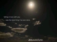 the moon and clouds are lit up in the night sky with an inspirational quote on it