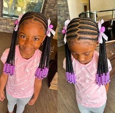 Kiddie Braids, Girls Braided Hairstyles Kids, Kid Braids, Braids Beads, Stitch Braid, Birkin Mom, Daughter Hairstyles, Valentines Hairstyles