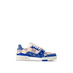 LOUIS VUITTON® - Lv Trainer Sneaker - Blue Louis Vuitton High Tops, Louis Vuitton Mens Sneakers, Boutique Louis Vuitton, Lv Trainer Sneaker, Louis Vuitton Sneaker, Louis Vuitton Sneakers, Louis Vuitton Store, Vintage Basketball, Louis Vuitton Official Website