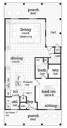 the floor plan for a small house with two bedroom and an attached living room area