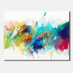 an abstract painting with lots of colors on it