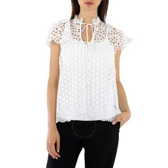 Polo Ralph Lauren Ladies Tops. Fashion category: Shirts & Blouses. SKU: 211792572001. Color: White. Polo Ralph Lauren White Broderie Anglaise Blouse. This blouse features short sleeve, scallop hem and V neck with a tied neckline. Cotton 100% Short Sleeve Lace Tops For Work, Lace Short Sleeve Tops For Work, Summer Short Sleeve Lace Top For Work, Lace Tops For Summer Workwear, Ralph Lauren Summer Workwear Tops, Short Sleeve Lace Blouse With Broderie Anglaise, Lace Blouse With Broderie Anglaise Short Sleeves, Summer Lace Blouse For Workwear, Summer Lace Blouse For Work