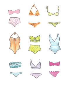 Bathing Suit Painting, Sports Wear Fashion Illustration, Suit Drawing, Bathing Suit Outfits, Bathing Suit Designs, Silhouette Sketch, Clothes Illustration, Sketch Note, Sports Wear Fashion