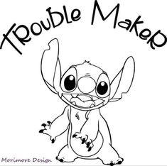 a cartoon character with the words trouble makeup