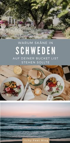 two pictures with the words, warm skin in schweden and an image of a