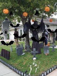 Spooky & Scary Halloween Decorations | Garden, Front Porch, Modern Halloween Decor Halloween Outdoor Decoration, Halloween Hanging Decorations, Bat Decorations, Hanging Bat, Bat Wall, Halloween Fest, Glowing Eyes, Halloween Yard Decorations, Halloween Yard