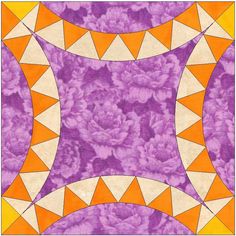 an orange and purple square with triangles on it