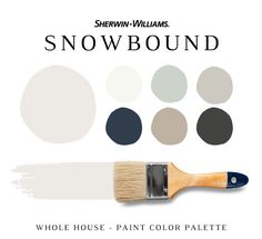 a paint brush with the words, sherylin williams's rainwashed whole house - paint color palette