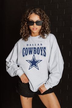 DALLAS COWBOYS FIGHTING SPIRIT RELAXED FIT HEATHERED LONG SLEEVE FRENCH TERRY PULLOVER Cowboys Sweatshirt, Dallas Cowboys Sweatshirt, Holiday Graphic Tees, Ny Giants, Big Goals, Nfl Fans, Jacksonville Jaguars, Houston Texans, Team Apparel