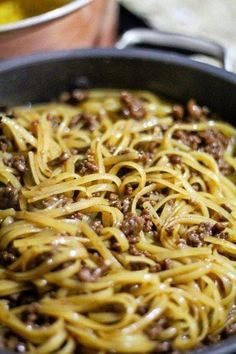 Steam Table Food Ideas, Spicy Schezwan Noodles With Beef, Beef Noodles Asian, Mongolian Beef Pasta, Recipes With Ground Beef Dinner, Mongolian Ground Beef Noodles Recipe, Basic Ground Beef Recipes, Easy Mongolian Ground Beef Noodles, Noodles And Beef Recipes