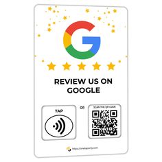 the google logo is shown with five stars and one star on top of it, which reads review us on google