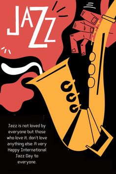 International Jazz Day! Jazz Age Art, Jazz Font Typography Design, Jazz Pop Art, Jazz Band Poster, Live Performance Poster, Jazz Music Poster, Jazz Poster Vintage, Jazz Graphic Design, Jazz Poster Design