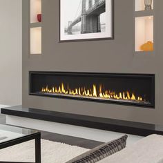 a modern fireplace in a living room