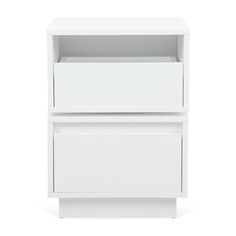 a white cabinet with two drawers on the bottom and one drawer open to reveal something