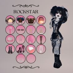 an image of a rock star doll with clothes and accessories on it's body