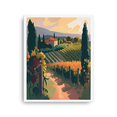 a painting of an italian countryside