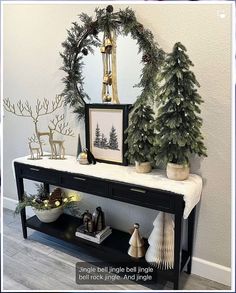 Winter Home Entrance Decor - Discovered what you like? - Go for the collection today, Click for more fantastic designs. January Entry Table Decor, Christmas Decor For End Table, Accent Pieces For Living Room, Neutral Christmas Entryway Table Decor, Diy Christmas Tabletop Decor, Black Entry Table Christmas Decor, Christmas Bathroom Decor Modern, Christmas Entry Way Decor Ideas, Kitchen Vignettes Decorating Ideas