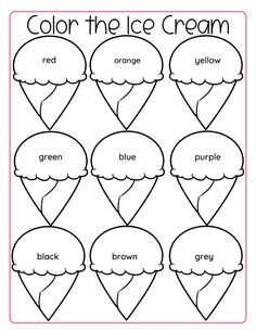 color the ice cream coloring page for kids to practice their handwriting and writing skills on