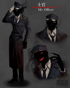 three different poses of a man in a suit and tie, with the caption mr officer