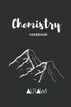 the music notebook is shown with mountains in white ink on a black background and below it,